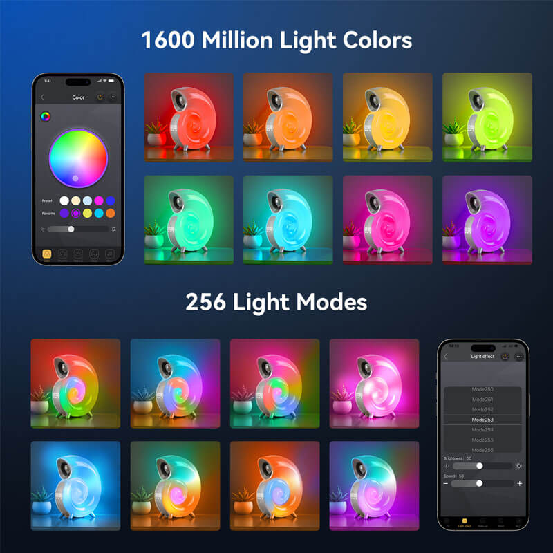 Conch-Shaped Smart Light with App Control & Bluetooth Speaker – Modern LED Lamp for Home Decor