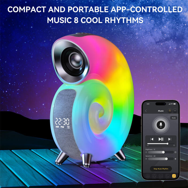 Conch-Shaped Smart Light with App Control & Bluetooth Speaker – Modern LED Lamp for Home Decor