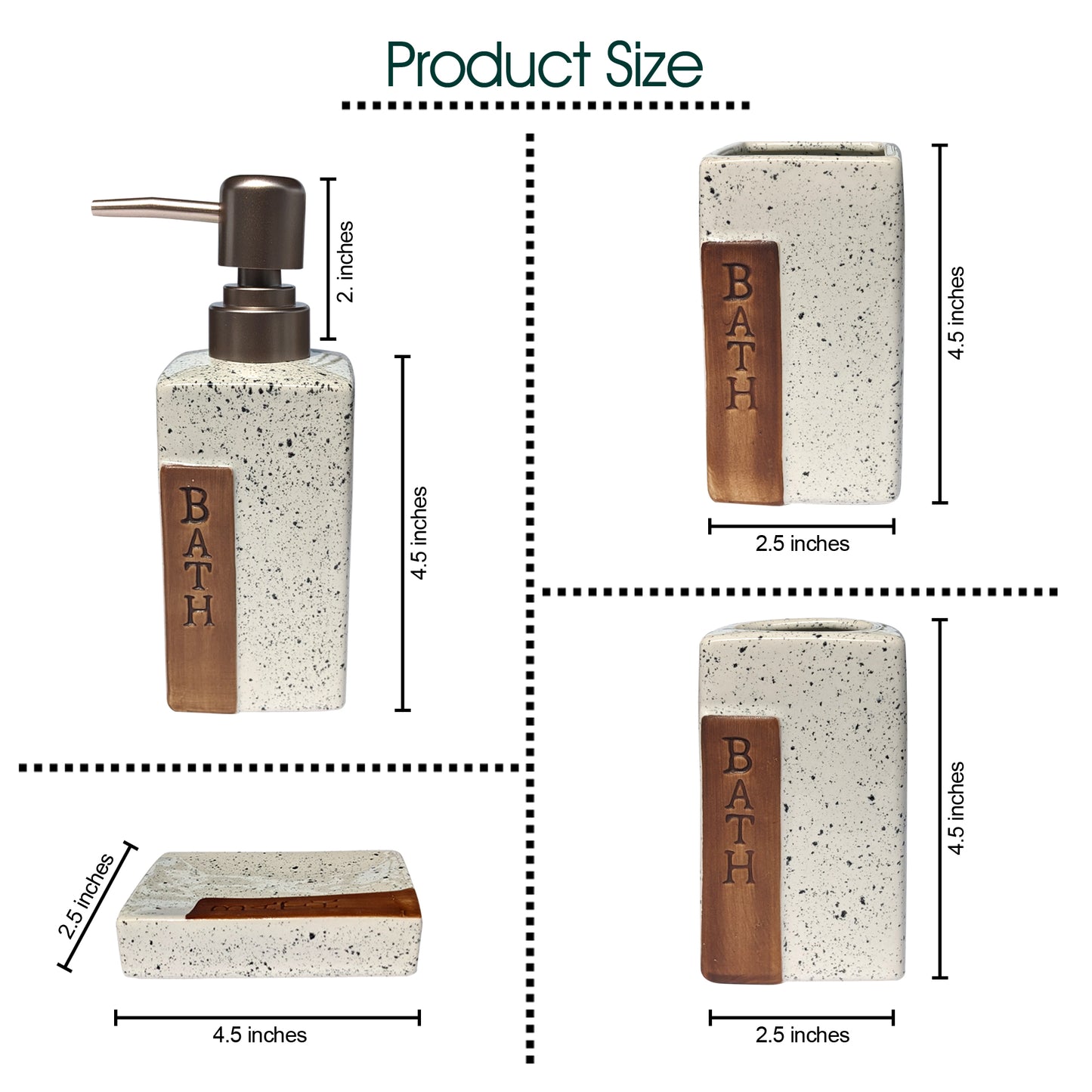Modern Ceramic Bathroom Accessories Set (4 Pieces)