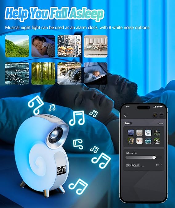 Conch-Shaped Smart Light with App Control & Bluetooth Speaker – Modern LED Lamp for Home Decor