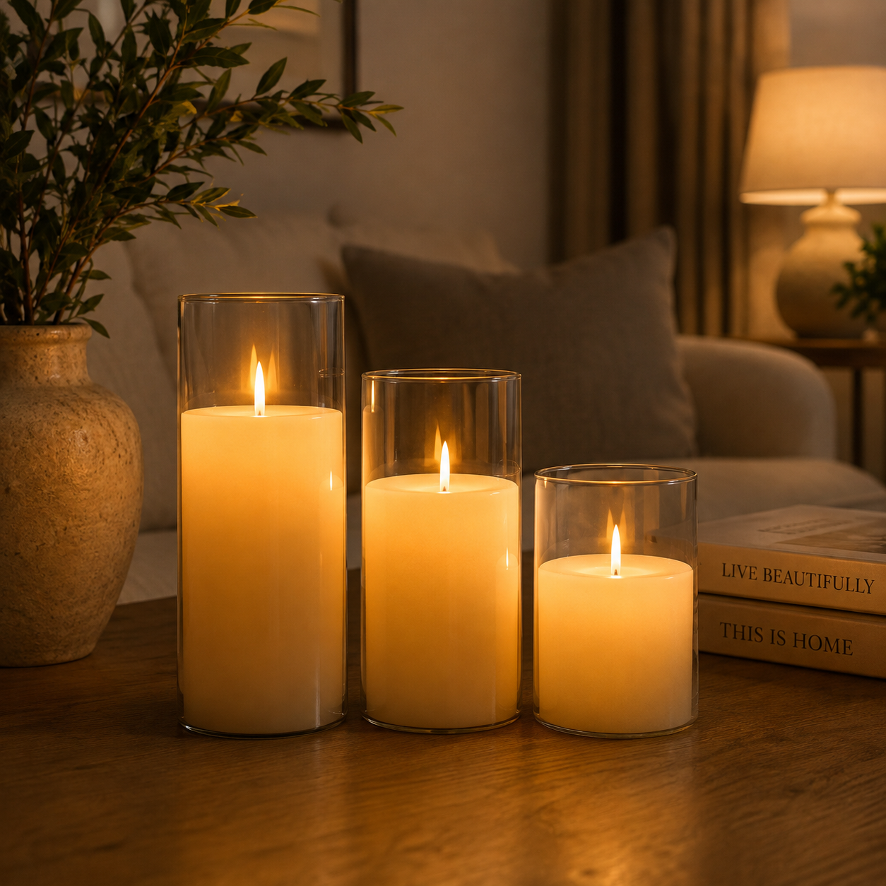 Elegant Acrylic 3 Candle Set