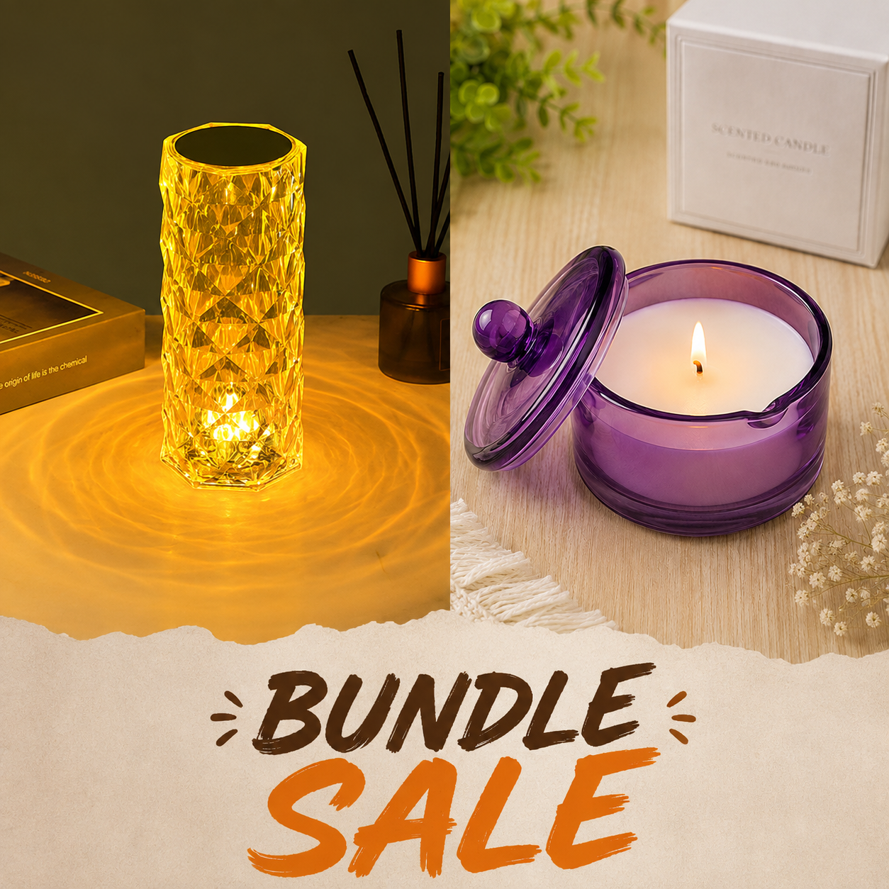 Crystal Lamp + Scented Candle Bundle
