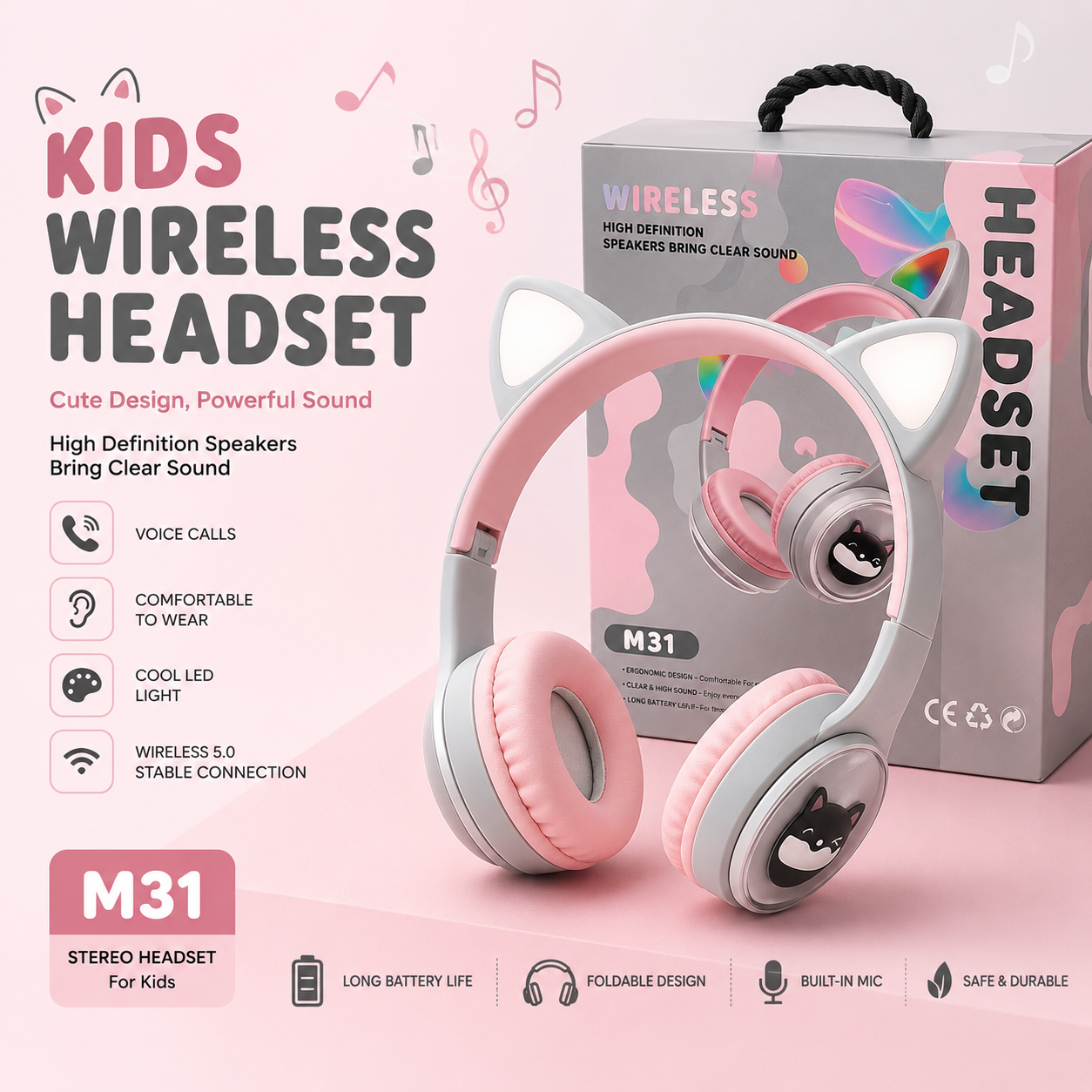 Wireless Cat Ear Bluetooth Headphones (M31)
