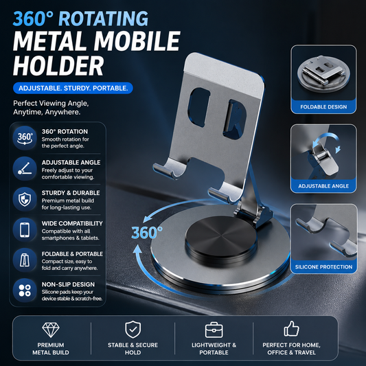 Aluminum Adjustable Phone Silver Color Stand – Desktop & Office Use
