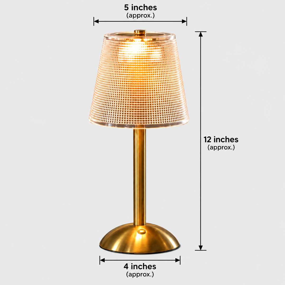 Modern Gold Base & Textured Acrylic Shade - Best for Bedroom, Living Room & Gifting