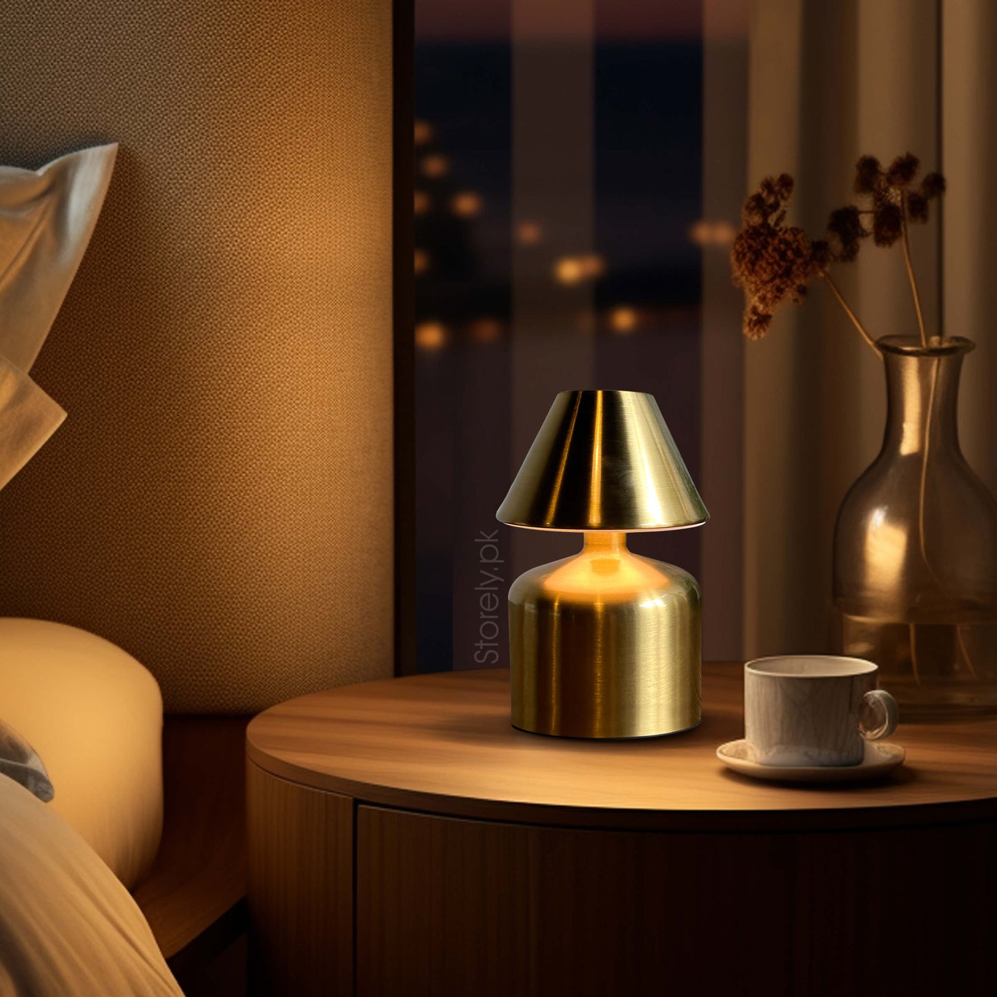 Truncated Cone Minimalist Design Soft Toch Metal Lamp - Wireless Battery Operated Chargeable Lamp