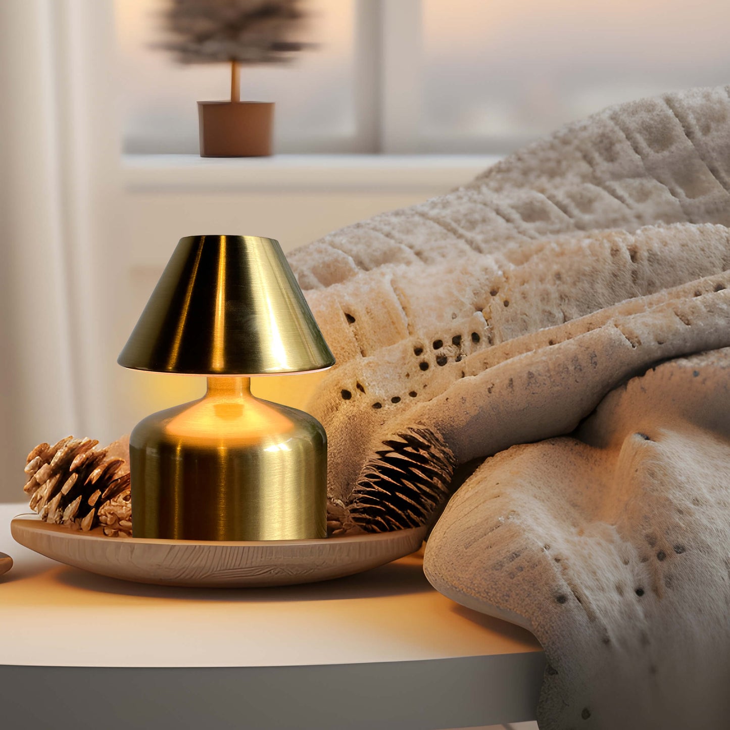 Truncated Cone Minimalist Design Soft Toch Metal Lamp - Wireless Battery Operated Chargeable Lamp