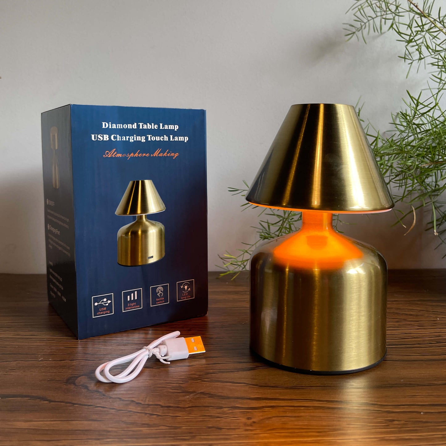 Truncated Cone Minimalist Design Soft Toch Metal Lamp - Wireless Battery Operated Chargeable Lamp