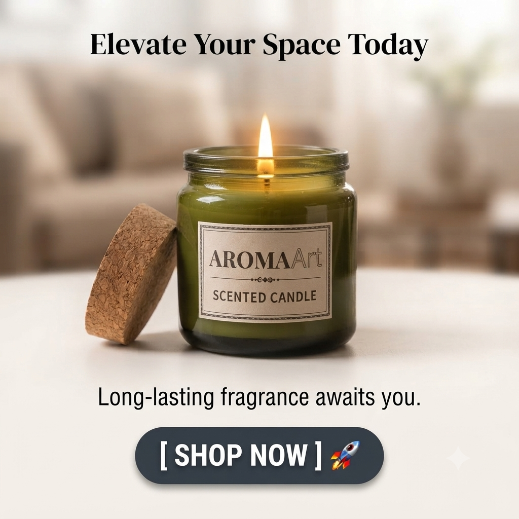 AromaArt Scented Glass Jar Candle with Cork Lid
