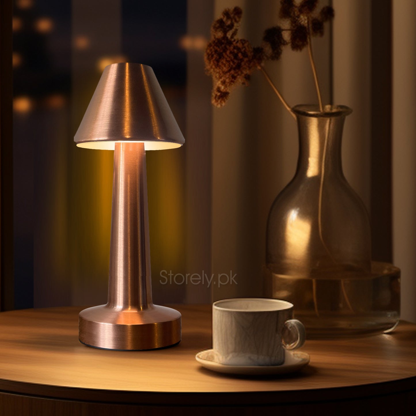 Truncated Cone Shape Retro Style Minimalist Touch Sense Lamp - Rechargeable Cordless Compact USB LED Table Lamp for Modern Decor and Perfect Ambience