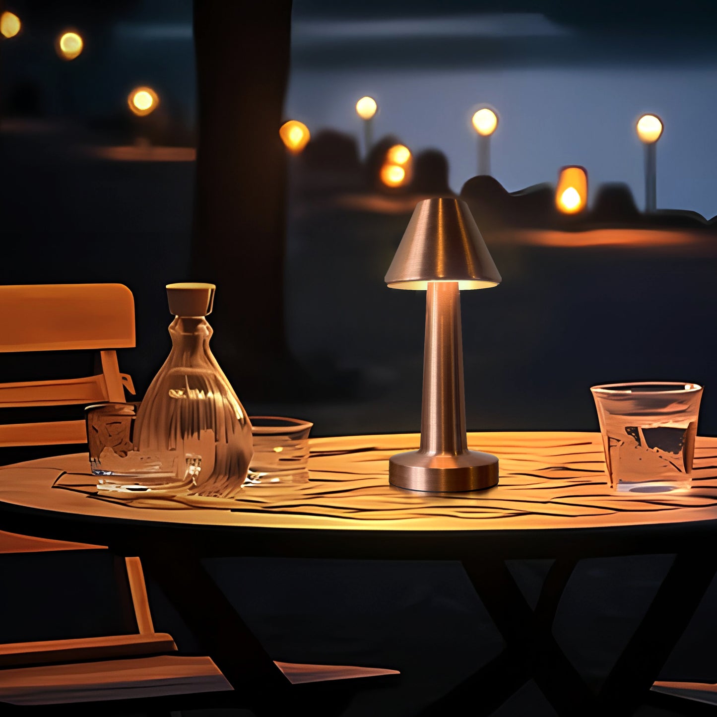 Truncated Cone Shape Retro Style Minimalist Touch Sense Lamp - Rechargeable Cordless Compact USB LED Table Lamp for Modern Decor and Perfect Ambience