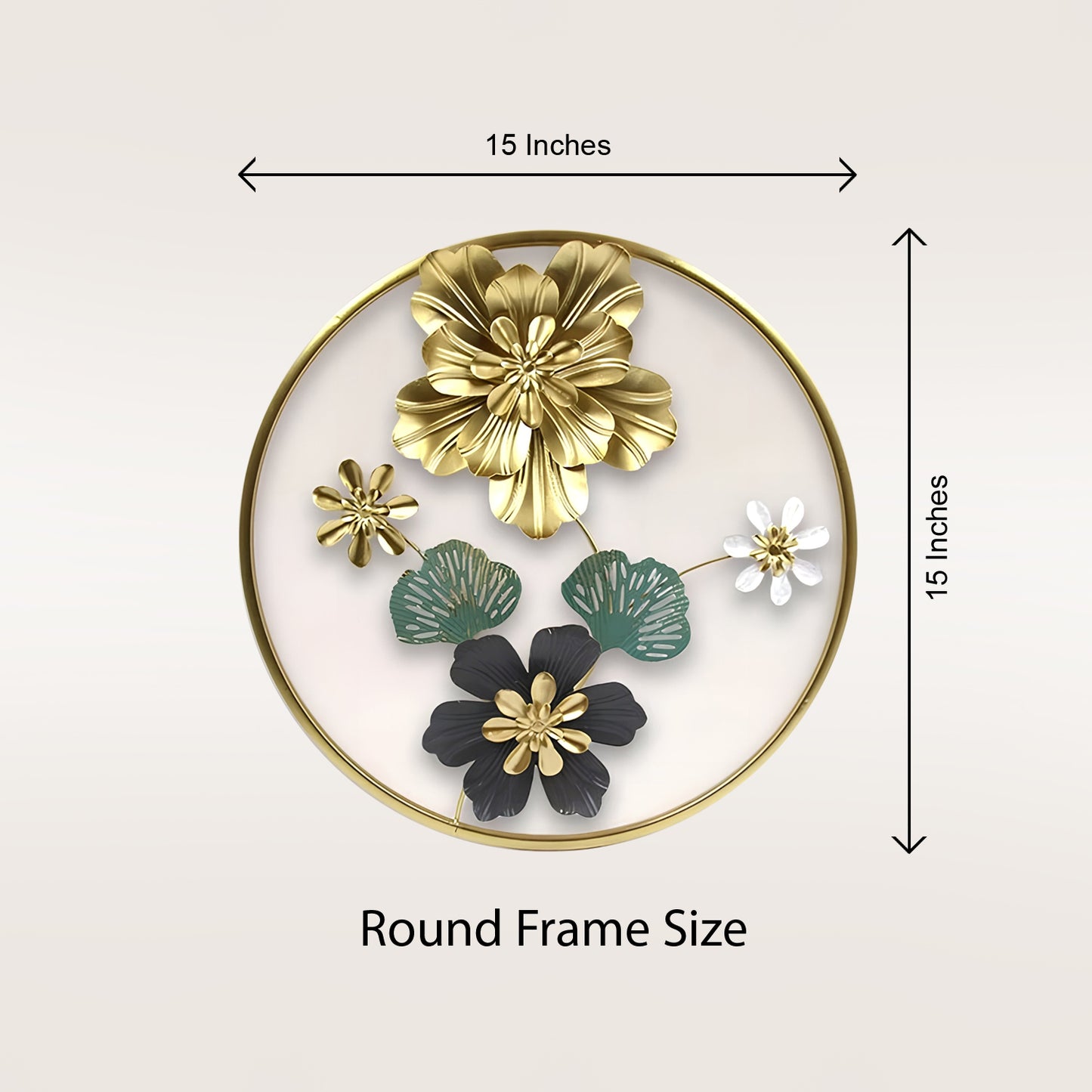Round 3D Metal Flower Frame Wall Art - Decorative Frame for Home & Office in Multiple Sizes