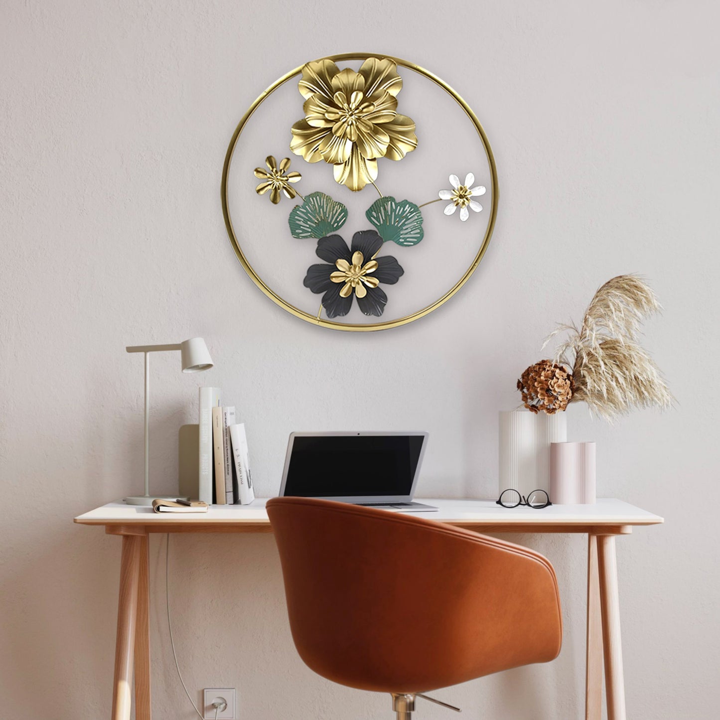 Round 3D Metal Flower Frame Wall Art - Decorative Frame for Home & Office in Multiple Sizes