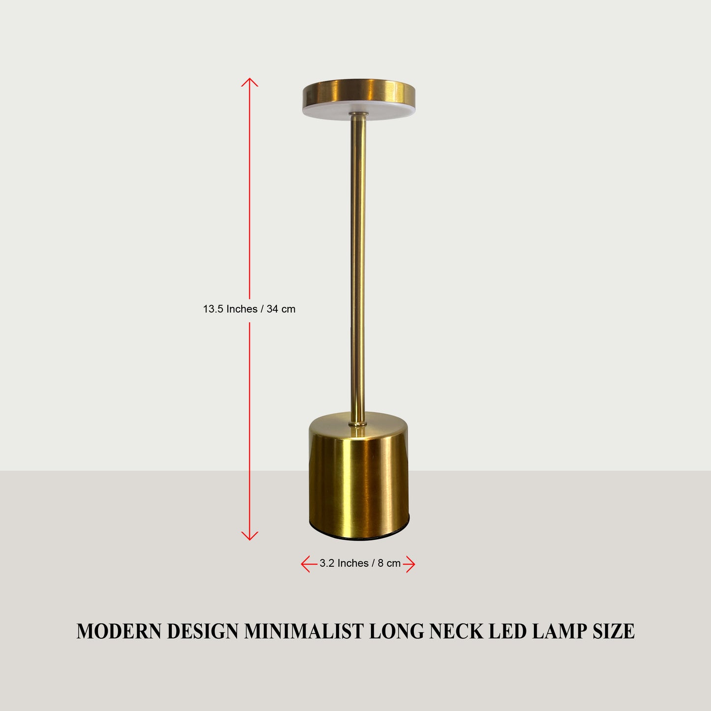 Modern Minimalist Design Metal Touch Sense LED Lamp – Dimmable, USB Rechargeable, 3 Light Modes - Best for Bedroom, Living, and Restaurants