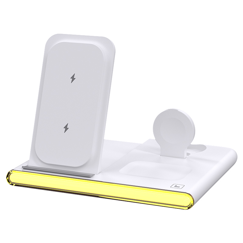 3-in-1 Wireless Charging Station with LED Light – Sleek Design for All Your Devices