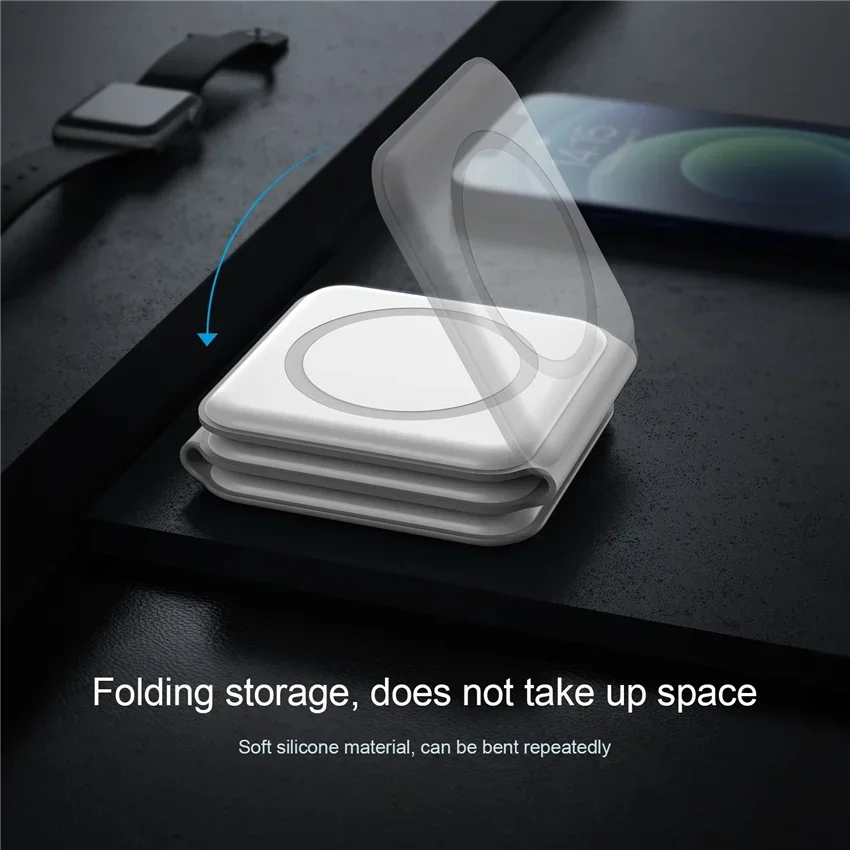 3-in-1 Foldable Wireless Charging Pad – Fast Charger for iPhone, Apple Watch, and EarPods – Portable Travel Charging Station