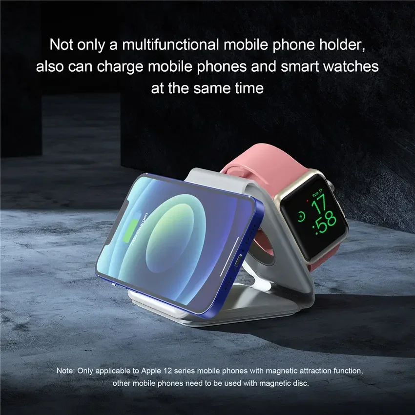 3-in-1 Foldable Wireless Charging Pad – Fast Charger for iPhone, Apple Watch, and EarPods – Portable Travel Charging Station