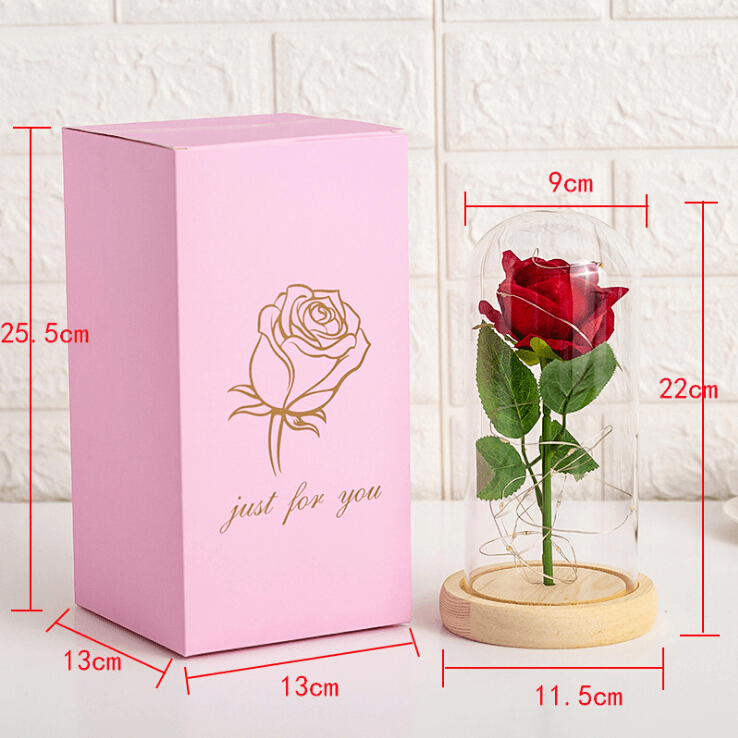 Rose Flower in LED Illuminated Acrylic Dome - Powered by (3 AAA Batteries) - A Perfect Gift for Loved Ones