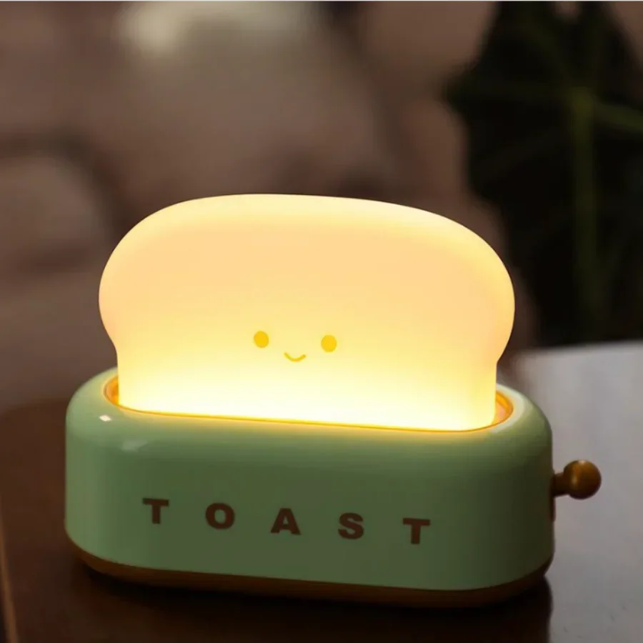 Cute Toast Night Light – Dimmable LED Bedside Lamp