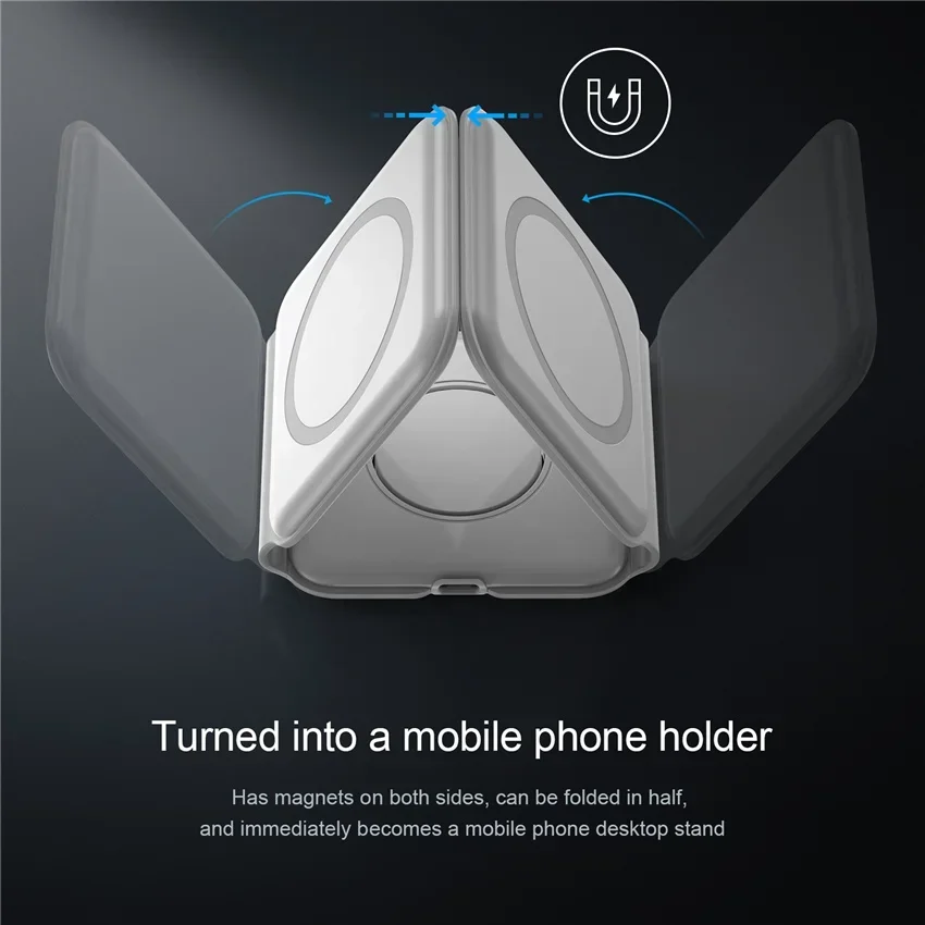3-in-1 Foldable Wireless Charging Pad – Fast Charger for iPhone, Apple Watch, and EarPods – Portable Travel Charging Station