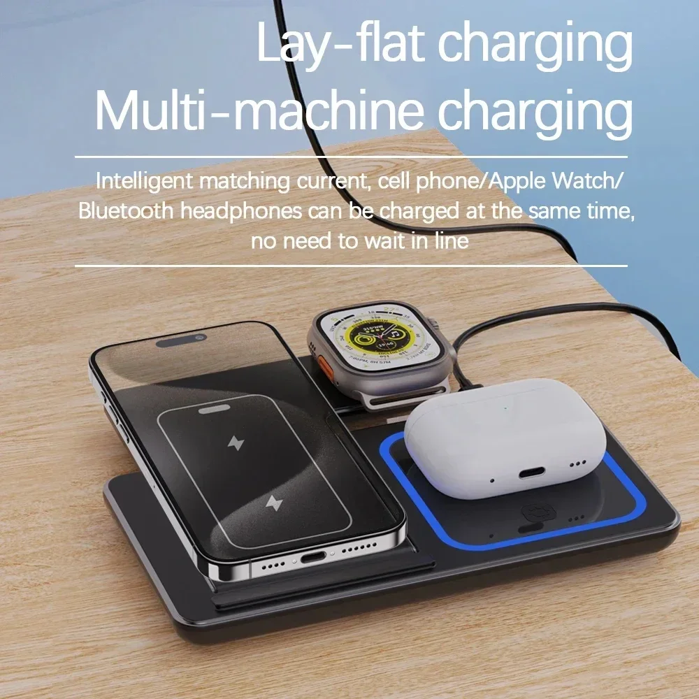 3-in-1 Wireless Charging Station for iPhone, Apple Watch, and AirPods, Fast Charging Dock