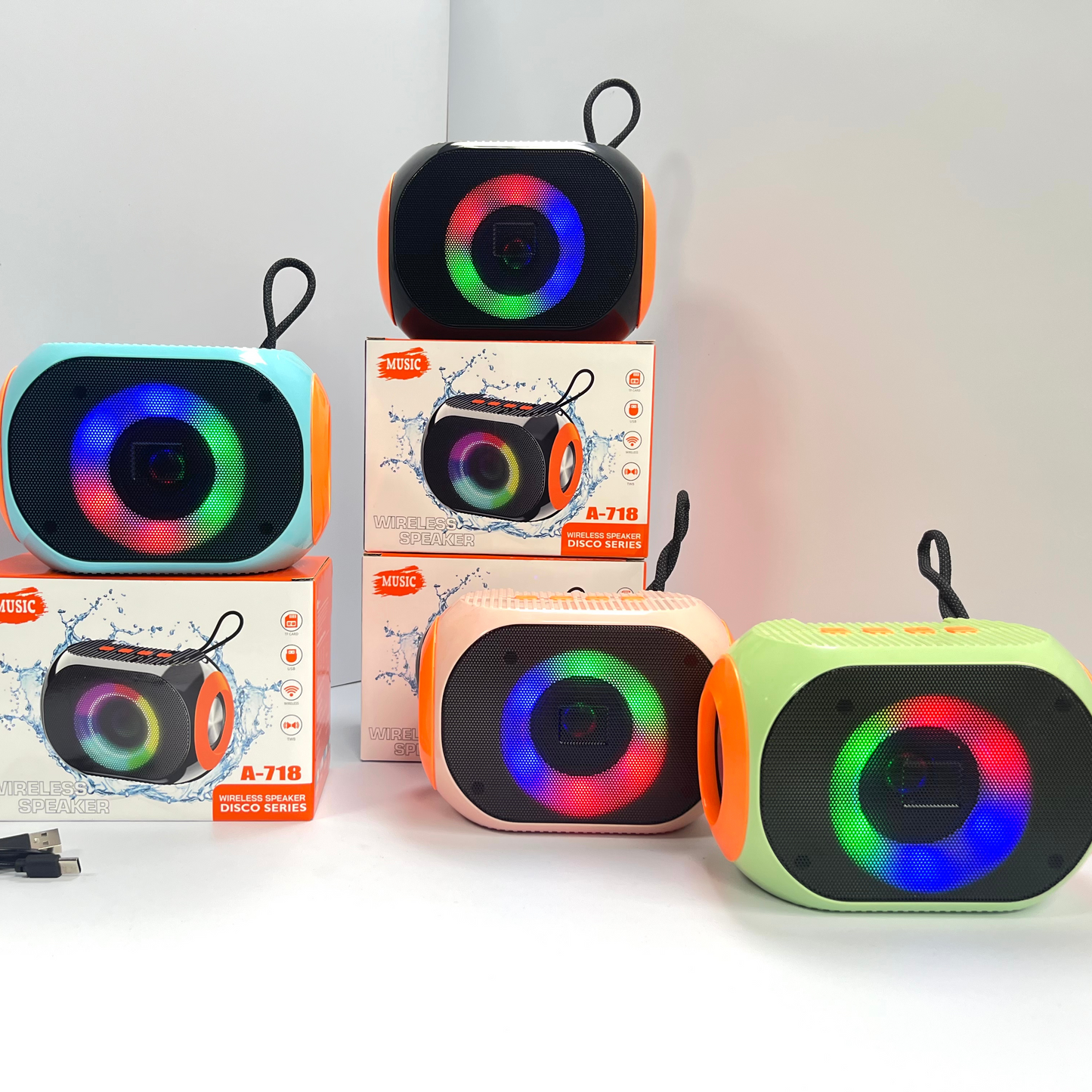 Portable Bluetooth Speaker A-718 with RGB Lights