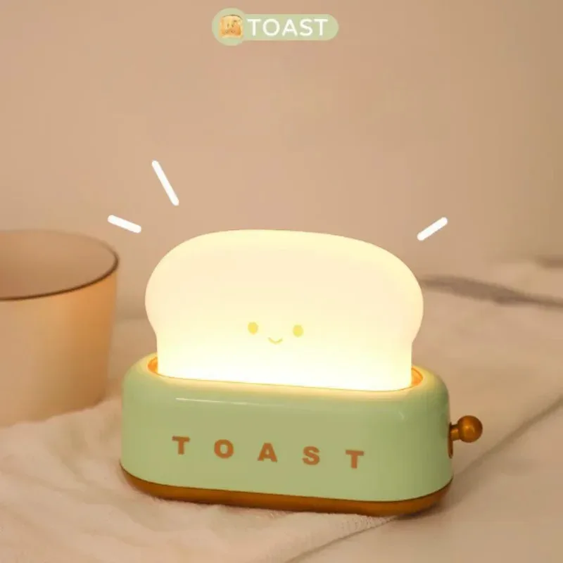 Cute Toast Night Light – Dimmable LED Bedside Lamp