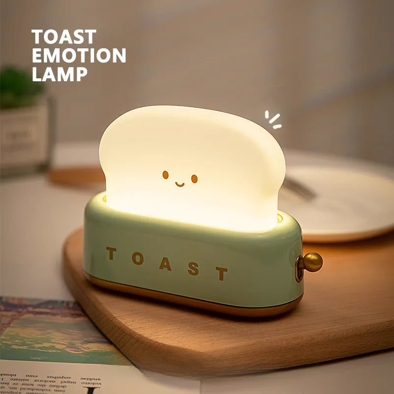 Cute Toast Night Light – Dimmable LED Bedside Lamp