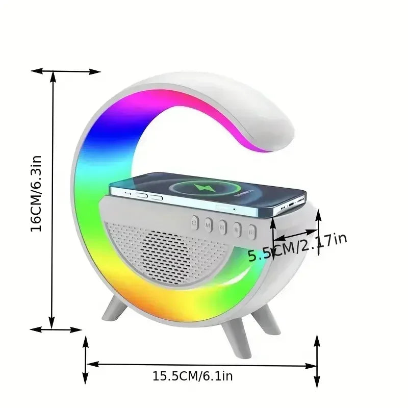 BT-3401 LED Light Bluetooth Speaker and Wireless Mobile Charging Dock (15 Watt) with Digital Alarm Clock (Large Size)