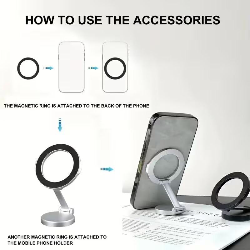 Car Magnetic Folding Phone Holder – 1080° Rotation Dashboard Mount
