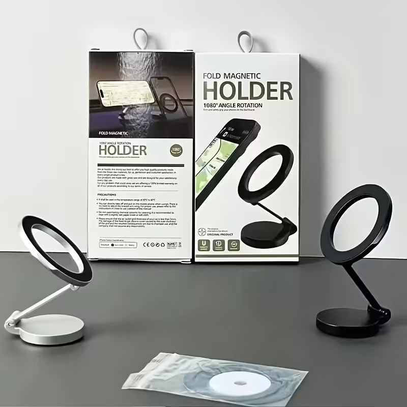 Car Magnetic Folding Phone Holder – 1080° Rotation Dashboard Mount