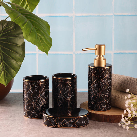 Ceramic Black Marble Finish Bath Set (4 PCS)