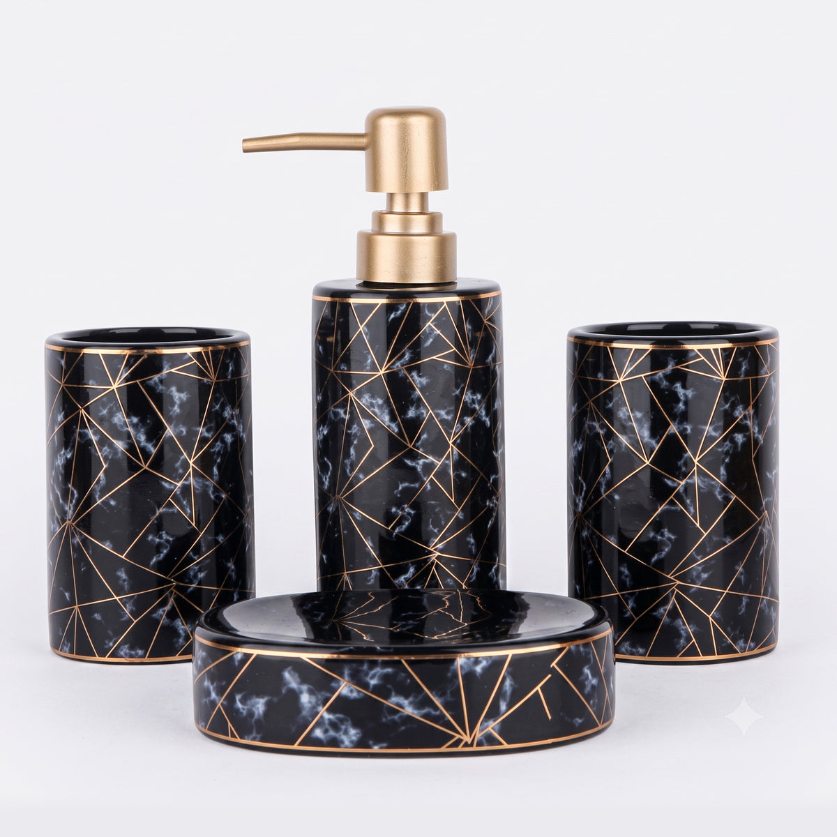 Ceramic Black Marble Finish Bath Set (4 PCS)