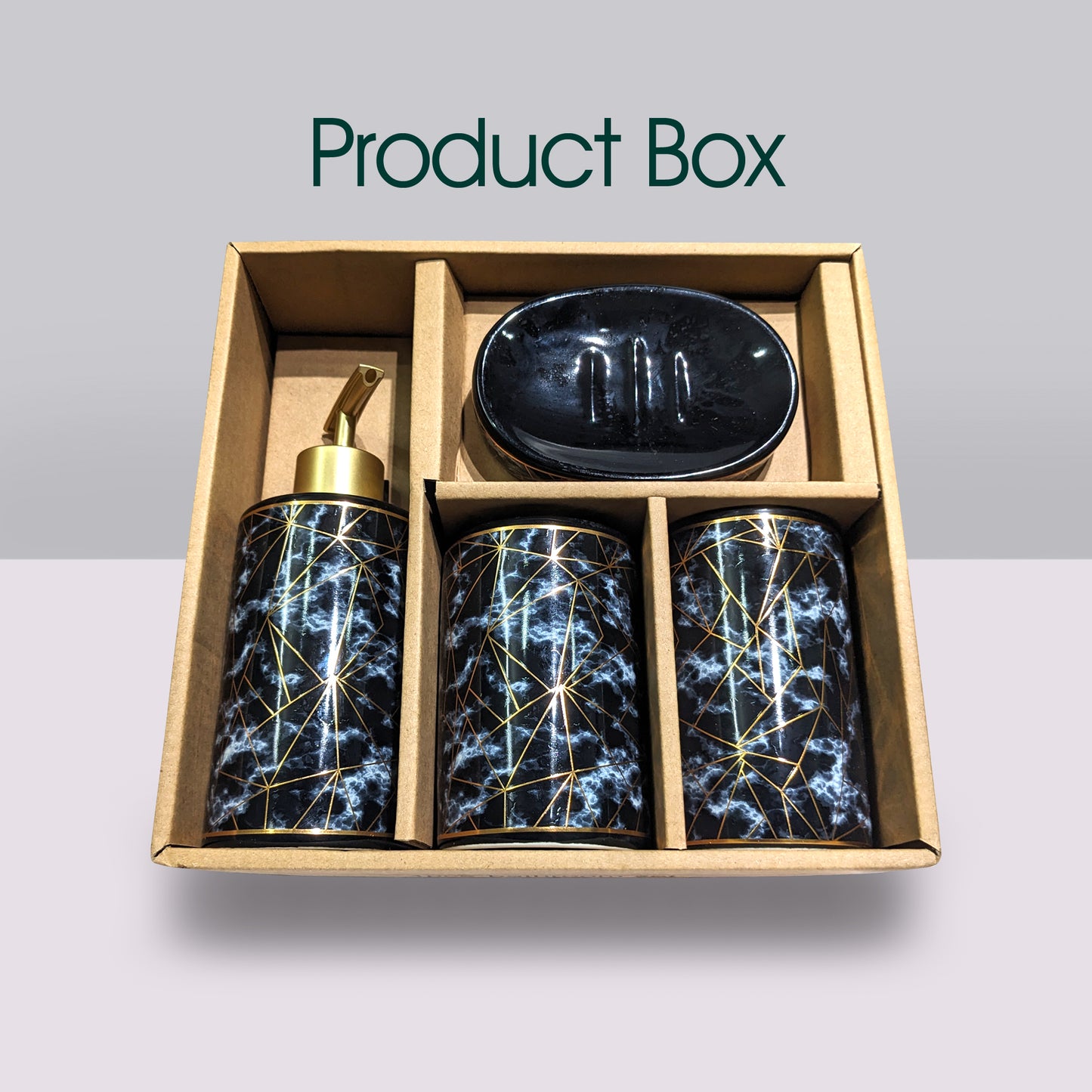 Ceramic Black Marble Finish Bath Set (4 PCS)