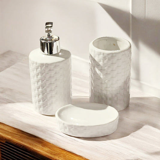 White Ceramic Bathroom Accessories Set (4-Piece)