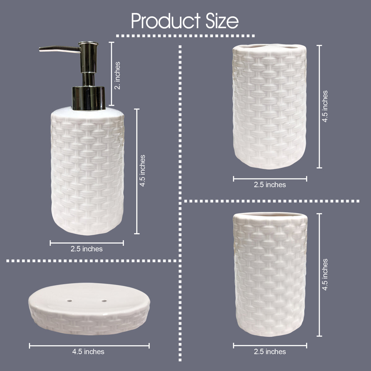 White Ceramic Bathroom Accessories Set (4-Piece)