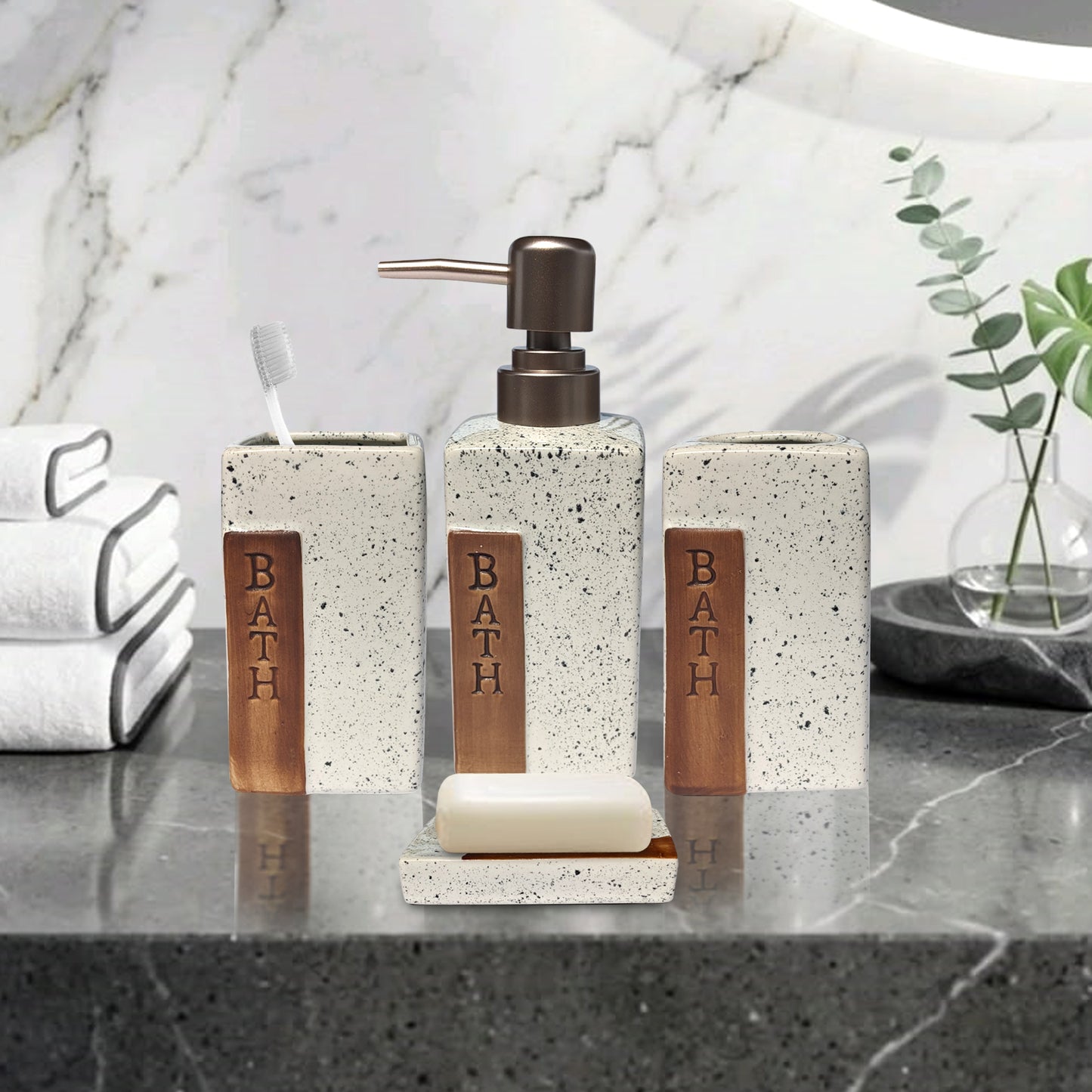 Modern Ceramic Bathroom Accessories Set (4 Pieces)