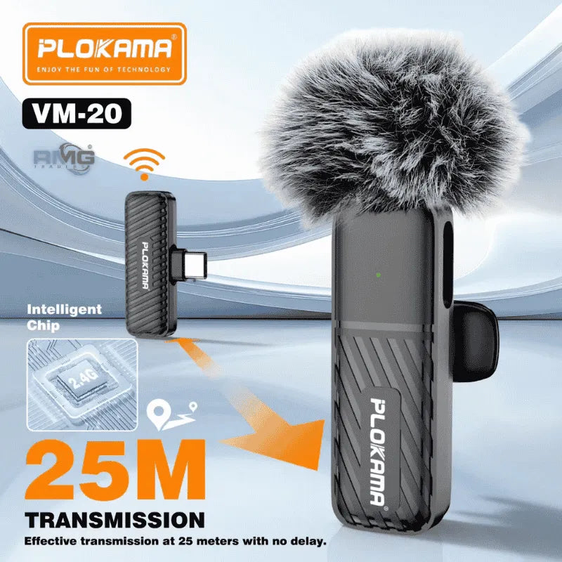 Plokama VM-20 2.4G Wireless Lavalier Microphone
