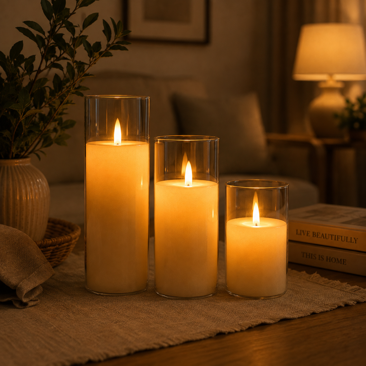 Elegant Acrylic 3 Candle Set