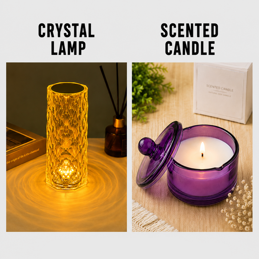 Crystal Lamp + Scented Candle Bundle