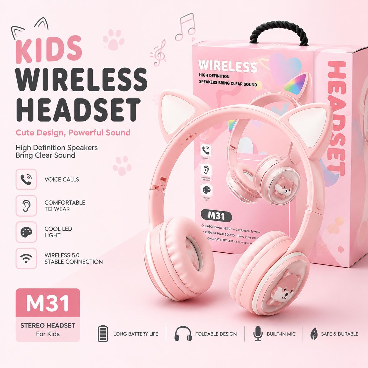 Wireless Cat Ear Bluetooth Headphones (M31)