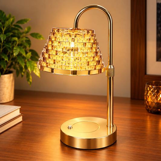 Golden Cascade Crystal Table Lamp