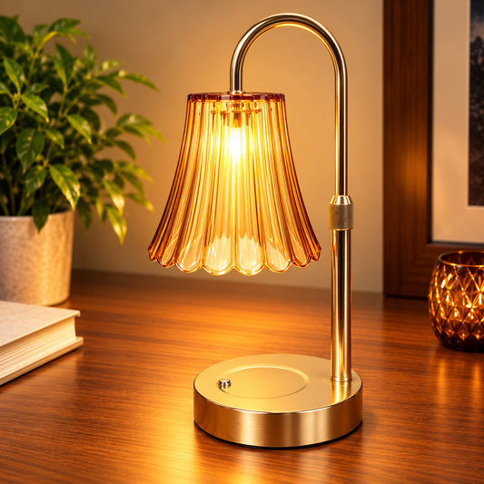 Amber Bloom Golden Table Lamp