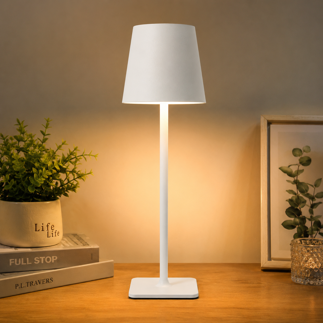Volt Lampshad LED Touch Lamp, Rechargeable – Ideal for Bedroom, Living Room, Office, or Cafe