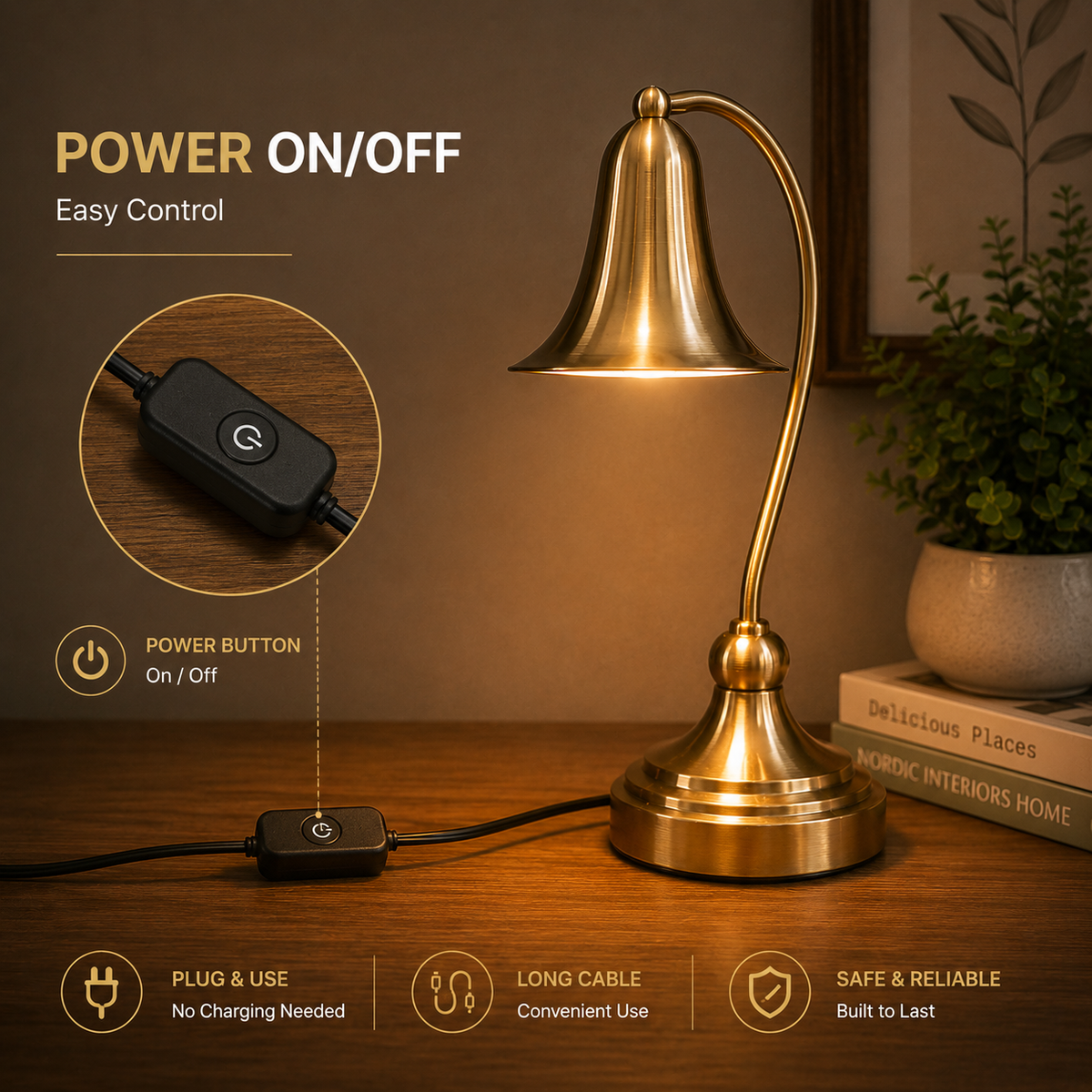 Elegant Gold Bell-Shade Table Lamp