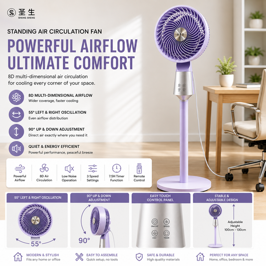 Adjustable Standing Air Circulation Fan with Remote & Touch Control