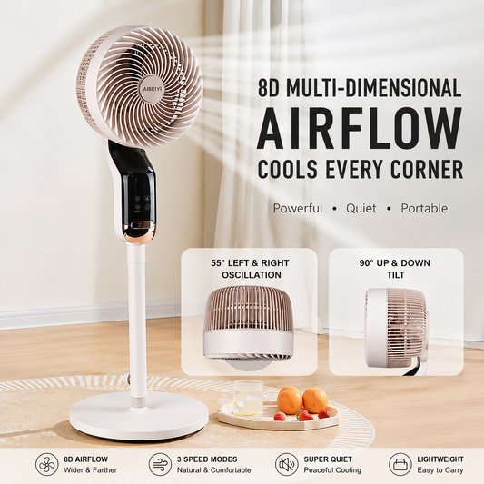 Portable 8D Air Circulation Fan with Remote & Touch Control