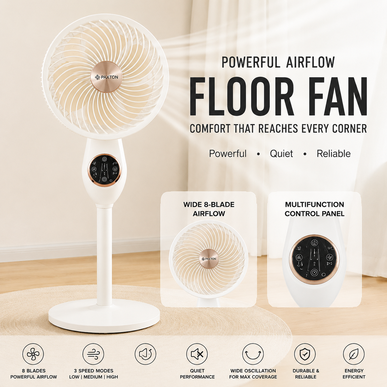 Premium Floor Standing Fan with Remote & Touch Control