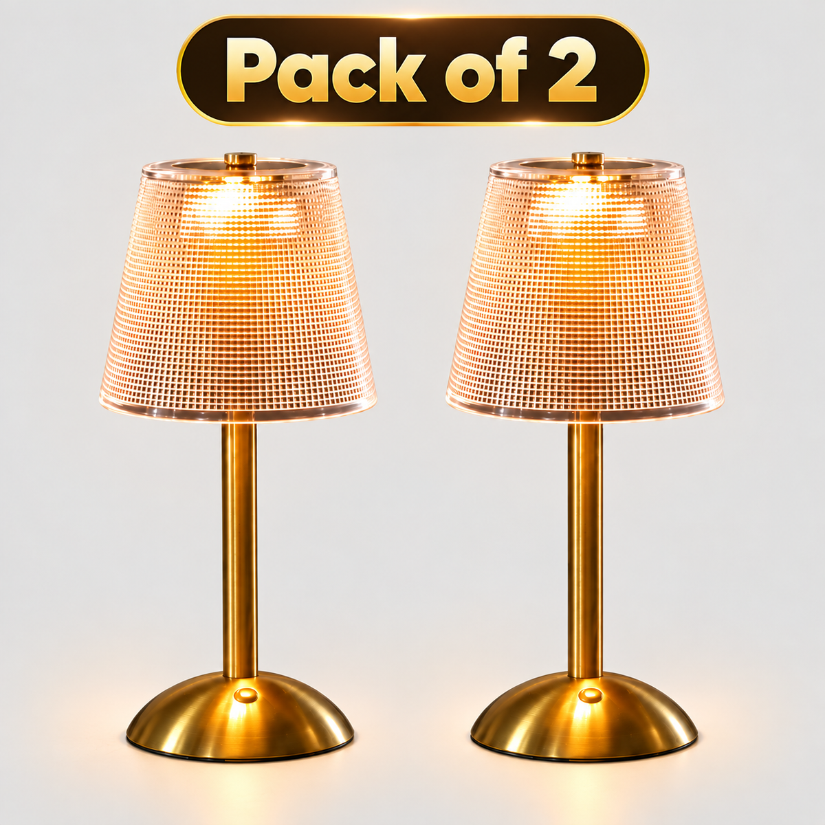 Modern Gold Base & Textured Acrylic Shade - Best for Bedroom, Living Room & Gifting