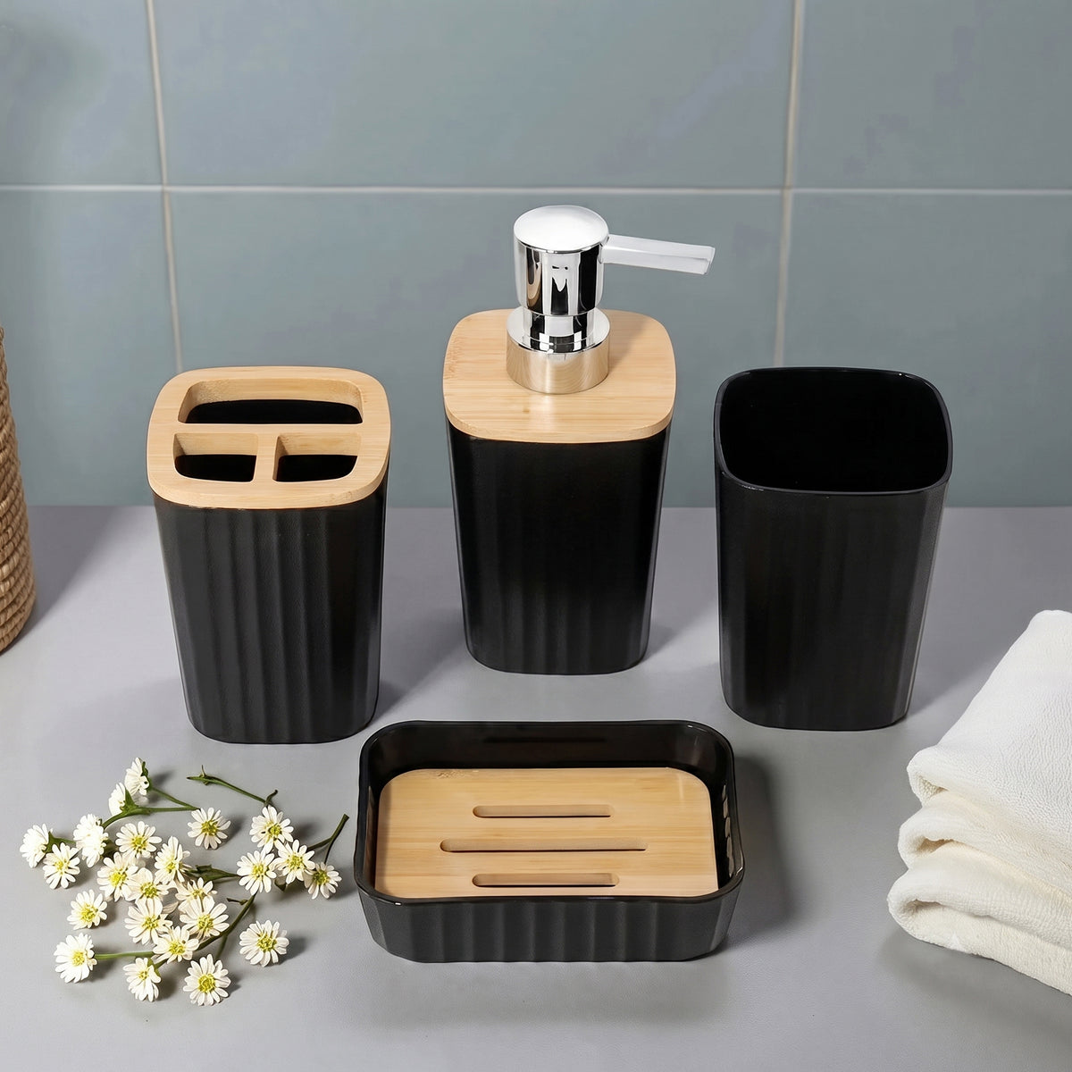 Ceramic Bathroom Accessories Set (4-Piece)